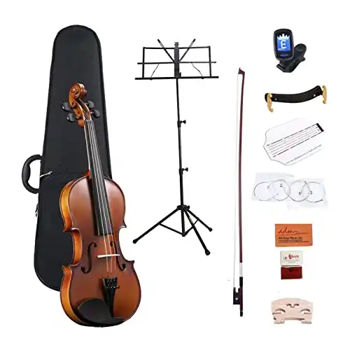 ADM Full Size 4/4 Acoustic Violin Set for Kids Beginners Students